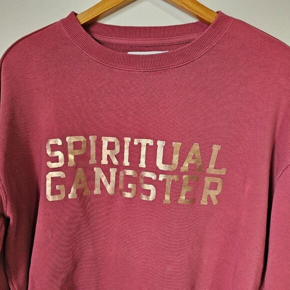 EUC SPIRITUAL GANGSTER MAUVE / DARK PINK RAW HEM LONGSLEEVES TOP SZ M - Picture 10 of 16